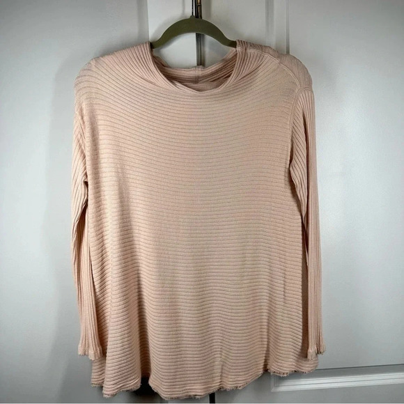 We the free people ribbed peach mock neck‎ with back cut outs size Small Classic - Picture 1 of 7